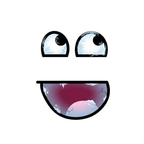 AI Design for Apply frostbite effects to the facial features. Add subtle frostbite effects like cold discoloration on the eyes and mouth while keeping their exact positions unchanged. do not recolor the entire face uniformly, DO NOT ADD A circular border. Preserve the original background and vector structure. add minamalistic features that make people think the face has frostbite not extreme levels of frosbite that glaring obvious, think minimalistic frostbite effect. make the background white, do not edit the background. redraw the face. DO NOT add over the top modifications.