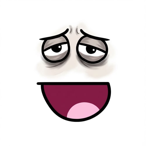 AI Design for make this face look like it has depression DO NOT ALTER THE MOUTH SHAPE make the background pure white and nothing else