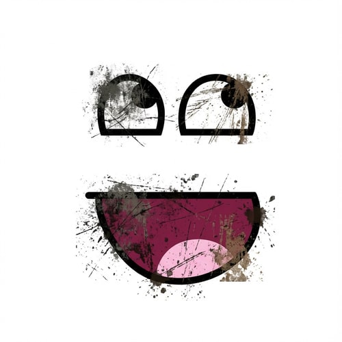 AI Design for make this face look grunge style DO NOT ALTER THE MOUTH SHAPE make the background pure white and nothing else