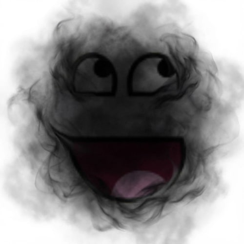 AI Design for make this face look Dark, mysterious face with smoky or shadowy details around eyes/mouth. and change absolutely nothing else