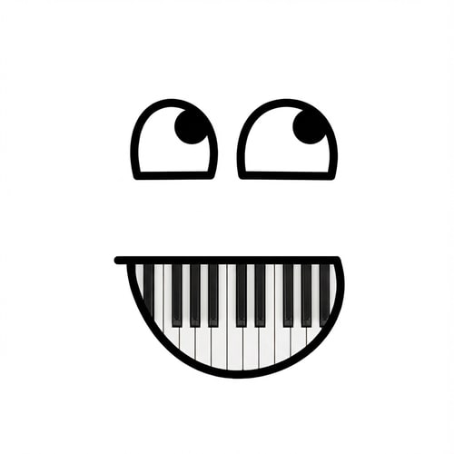 AI Design for turn the mouth into piano keys DO NOT ALTER THE MOUTHS PROPORTION DO NOT ALTER THE EYESAPPEARANCE