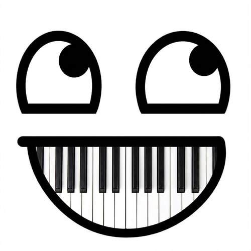 AI Design for turn the mouth into piano keys DO NOT ALTER THE MOUTHS PROPORTION DO NOT ALTER THE EYESAPPEARANCE