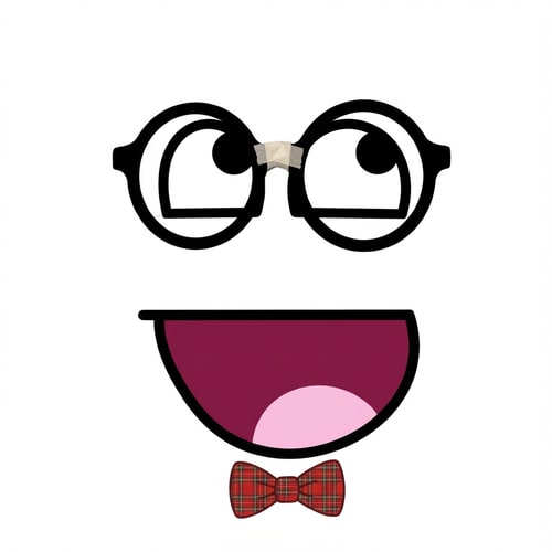 AI Design for make this face look like a nerd DO NOT ALTER THE MOUTH APPEARANCE