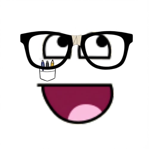 AI Design for make this face look like a nerd DO NOT ALTER THE MOUTH APPEARANCE