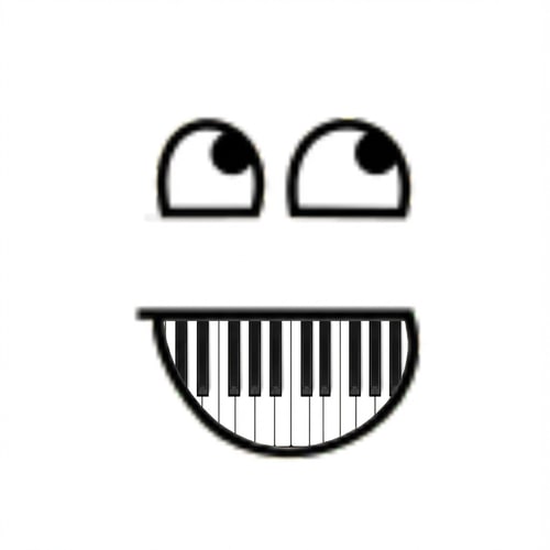 AI Design for turn the mouth into piano keys DO NOT ALTER THE MOUTHS PROPORTION DO NOT ALTER THE EYESAPPEARANCE