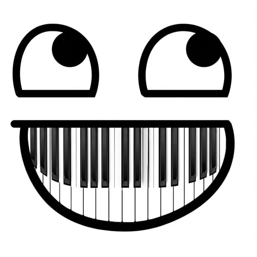 AI Design for turn the mouth into piano keys DO NOT ALTER THE EYE APPEARANCE