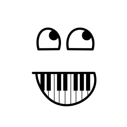 AI Design for turn the mouth into piano keys DO NOT ALTER THE MOUTHS PROPORTIONS DO NOT ALTER THE EYESAPPEARANCE