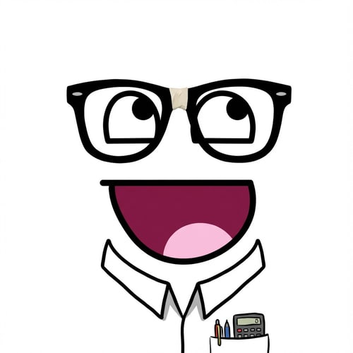 AI Design for make this face look like a nerd DO NOT ALTER THE MOUTH APPEARANCE