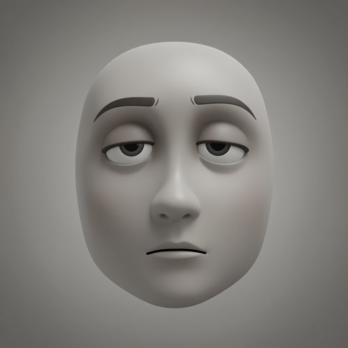 AI Design for Stylized Roblox avatar face texture for UGC,
soft simplified face with minimal structure,
smooth mannequin-like shading,
muted gray-beige skin tone,
IMPORTANT: generate a UNIQUE face each time,
vary eye shape, eyelid height, brow angle, and mouth placement,
do NOT reuse the same facial proportions,
semi-anime eyes with relaxed expression,
choose ONE eye style per image:
- narrow sleepy eyes
- rounded soft eyes
- half-lidded smug eyes
- heavy upper eyelids
- slightly uneven eyes
brows should differ per image:
- flat
- slightly arched
- subtly tilted
- uneven height
small simple mouth with minimal detail,
vary mouth position and curve:
- flat line
- slight frown
- tiny smirk
- off-center neutral line
low-energy emotion but NOT identical,
soft gradients, no harsh outlines,
muted desaturated colors,
neutral studio lighting,
simple flat or soft gray background,
centered composition,
designed for Roblox head mesh,
AVOID:
photorealism, portrait illustration,
identical faces, repeated proportions,
over-smoothed mannequin faces,
thick black ink lines,
high saturation,
anime character art