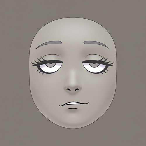 AI Design for Stylized Roblox avatar face texture designed for UGC,
soft simplified face with minimal structure,
no realistic anatomy, no sharp jawline,
smooth mannequin-like head shading,
muted gray-beige skin tone,
semi-anime eyes with soft expression,
half-lidded or relaxed eyelids,
thick upper lashes with soft dark-gray line weight,
reduced eye whites, flat pupils,
very subtle eye shading, no gloss or sparkle,
small simple mouth with minimal detail,
no defined lips, no teeth,
slight asymmetry allowed,
low-energy emotion (tired, smug, calm, neutral),
soft gradient shading on the face,
no harsh outlines, no pure black line art,
muted desaturated colors,
Roblox-native aesthetic,
neutral studio lighting,
simple flat or very soft gray background,
centered composition,
designed to look good on a Roblox head mesh,
AVOID:
photorealism, portrait illustration,
sharp jawlines, cheekbones,
detailed noses or nostrils,
high-saturation colors,
thick black ink lines,
icon-only floating facial features,
SVG or sticker style,
anime character illustration,
overly cute or doll-like faces