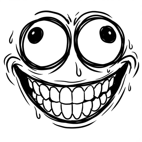 AI Design for exagerrate this face in a meme esc way thats recognizable and can be used on any avatar