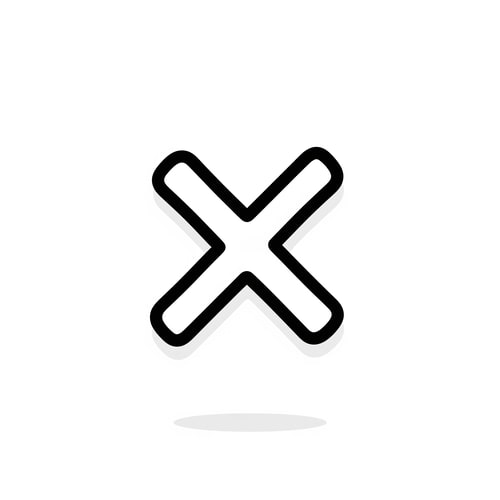 AI Design for create a X button cartoonish style no numbers make it slightly minamalistic with a pure white BG