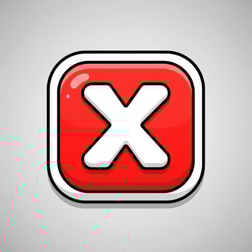 AI Design for create a X button cartoonish style no numbers