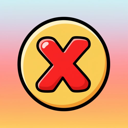 AI Design for create a X button cartoonish style no numbers