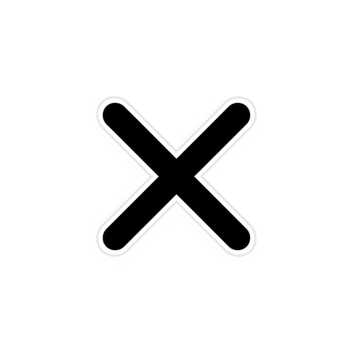 AI Design for create a X button cartoonish style no numbers make it slightly minamalistic with a pure white BG