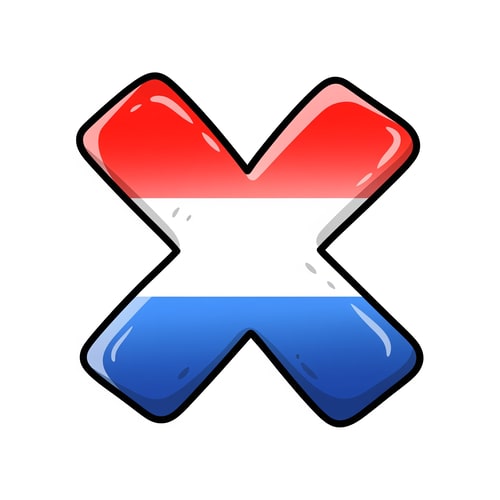 AI Design for create a X button cartoonish style no numbers make it slightly with a pure white BG make it red white and blue with proper gradient and shading and color strokes