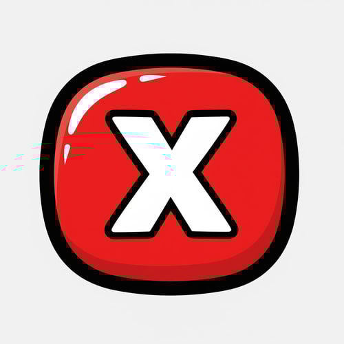 AI Design for create a X button cartoonish style no numbers