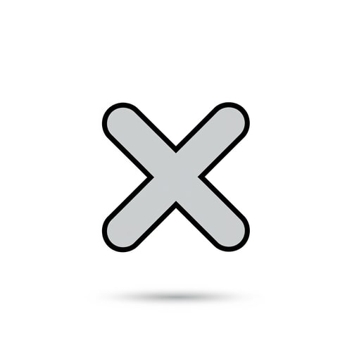 AI Design for create a X button cartoonish style no numbers make it slightly minamalistic with a pure white BG