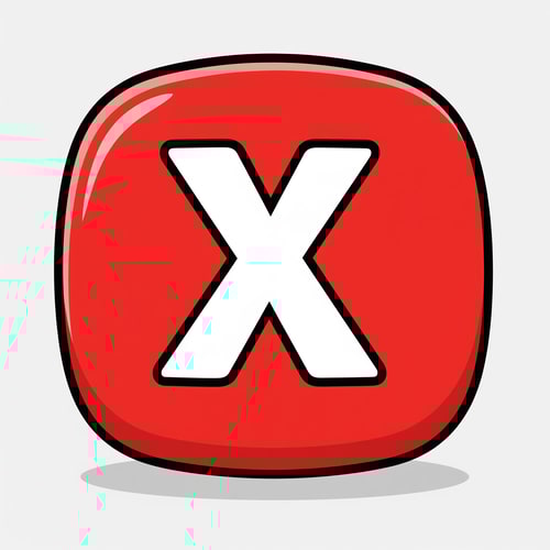 AI Design for create a X button cartoonish style no numbers