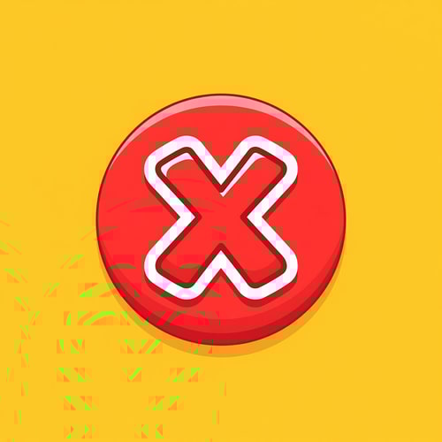 AI Design for create a X button cartoonish style no numbers