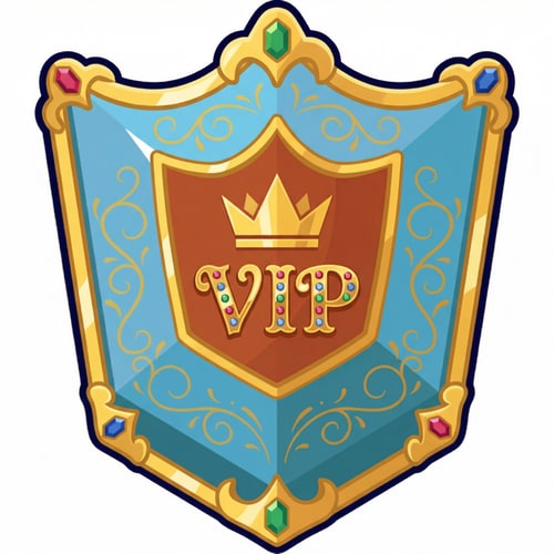 AI Design for make this shield look VIP but keep it cartoonish and vectorized dont make it realistic