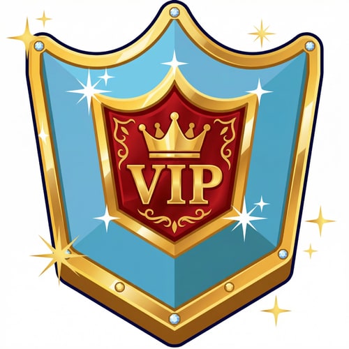 AI Design for make this shield look VIP but keep it cartoonish and vectorized dont make it realistic