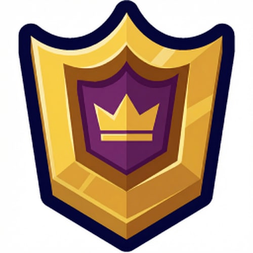 AI Design for make this shield look VIP but keep it cartoonish and vectorized dont make it realistic and keep the current outline and shape dont add excessive sparkling or too many colors