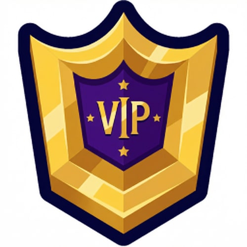 AI Design for make this shield look VIP but keep it cartoonish and vectorized dont make it realistic and keep the current outline and shape dont add excessive sparkling or too many colors