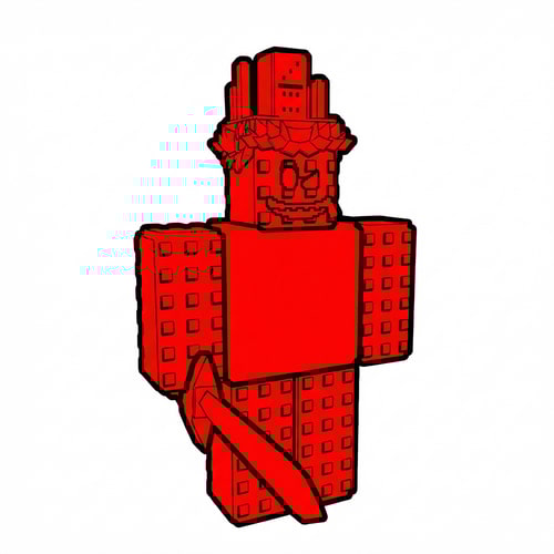 AI Design for A graphic illustration of the red character asset, retaining the exact posture, direction, and design details of the original deleted figure, ensuring complete stylistic fidelity to the source image's specific visual language — Centered, full figure, positioned identically to the replaced asset. Primary colors are solid red for the figure and deep black for the external outline. Flat, high-key, graphic illumination with no complex shading or photoreal effects. Graphic illustration style, rendered with a clean, high-contrast vector aesthetic, precisely maintaining the pre-existing artistic conventions. apply a heavy, solid black outline exclusively to the outermost boundary of the figure; ensure absolutely no black outline is applied to any internal lines or features; ensure the original green and black character is completely removed. Pure white backdrop.