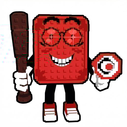 AI Design for A graphic illustration of the red character asset, retaining the exact posture, direction, and design details of the original deleted figure, ensuring complete stylistic fidelity to the source image's specific visual language — Centered, full figure, positioned identically to the replaced asset. Primary colors are solid red for the figure and deep black for the external outline. Flat, high-key, graphic illumination with no complex shading or photoreal effects. Graphic illustration style, rendered with a clean, high-contrast vector aesthetic, precisely maintaining the pre-existing artistic conventions. apply a heavy, solid black outline exclusively to the outermost boundary of the figure; ensure absolutely no black outline is applied to any internal lines or features; ensure the original green and black character is completely removed. Pure white backdrop.