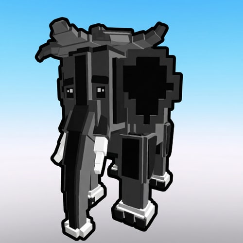 AI Design for replace this red elephant with this black and white elephant in the same exact art style do not change anything else