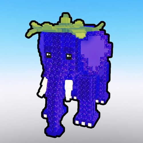 AI Design for replace this red elephant with this blue elephant in the same exact art style do not change anything else