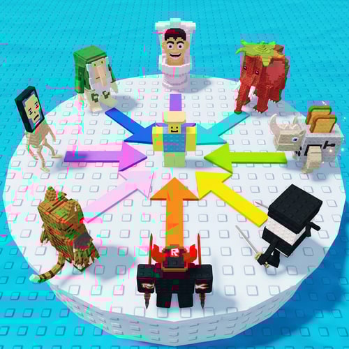 AI Design for replace these penguins with these characters, ensure the characters are sized down and positioned 1:1 with how the penguins are currently facing, ensure there are no duplicate characters used or warped appearances, shrink them down to make them fit as how the penguins currently fit