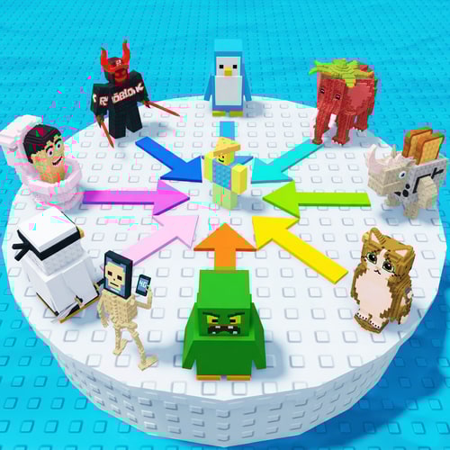 AI Design for replace these penguins with these characters, ensure the characters are sized down and positioned 1:1 with how the penguins are currently facing, ensure there are no duplicate characters used or warped appearances, shrink them down to make them fit as how the penguins currently fit