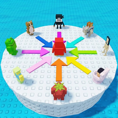 AI Design for replace these penguins with these characters, ensure the characters are sized down and positioned 1:1 with how the penguins are currently facing, ensure there are no duplicate characters used or warped appearances, shrink them down to make them fit as how the penguins currently fit