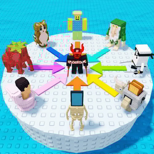 AI Design for replace these penguins with these characters, ensure the characters are sized down and positioned 1:1 with how the penguins are currently facing, ensure there are no duplicate characters used or warped appearances, shrink them down to make them fit as how the penguins currently fit