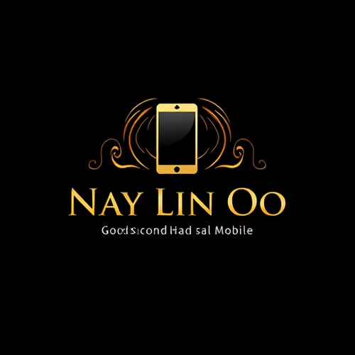 AI Design for “Create a premium black and gold logo for ‘Nay Lin Oo – Good Second Hand Mobile Sale & Service’. Use a luxury-style smartphone emblem with shiny gold highlights. Elegant, clean, high-end.”
