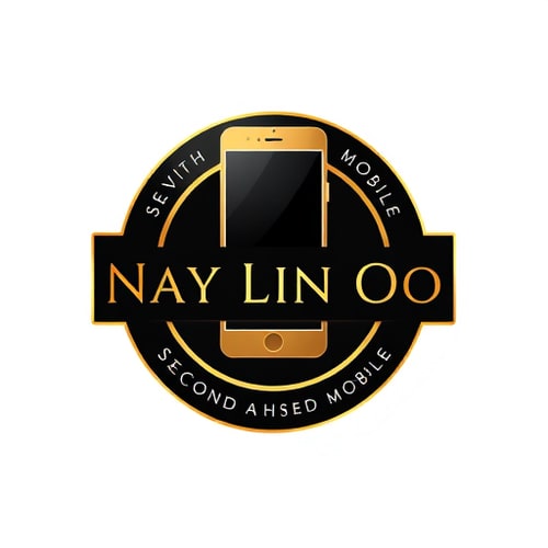 AI Design for “Create a premium black and gold logo for ‘Nay Lin Oo – Good Second Hand Mobile Sale & Service’. Use a luxury-style smartphone emblem with shiny gold highlights. Elegant, clean, high-end.”