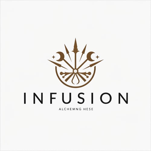 AI Design for create a logo called infusion, for the logo use alchemy tools