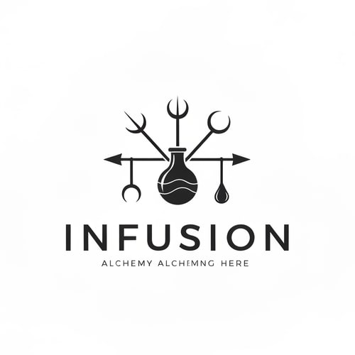 AI Design for create a logo called infusion, for the logo use alchemy tools