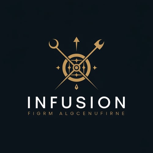 AI Design for create a logo for a firm called infusion, for the logo use alchemy tools