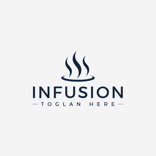 AI Design for create a logo for a firm called infusion.the logo is steam with the name of the firm in the middle