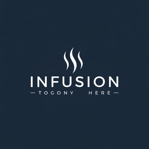 AI Design for create a logo for a firm called infusion.the logo is steam with the name of the firm in the middle