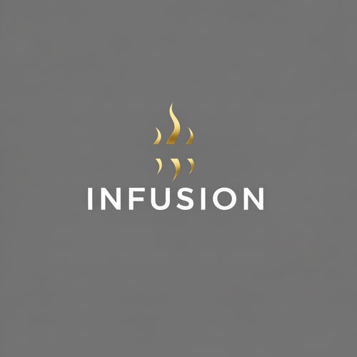 AI Design for the text in the middle should be written infusion, remove the bottom text, the steam is golden