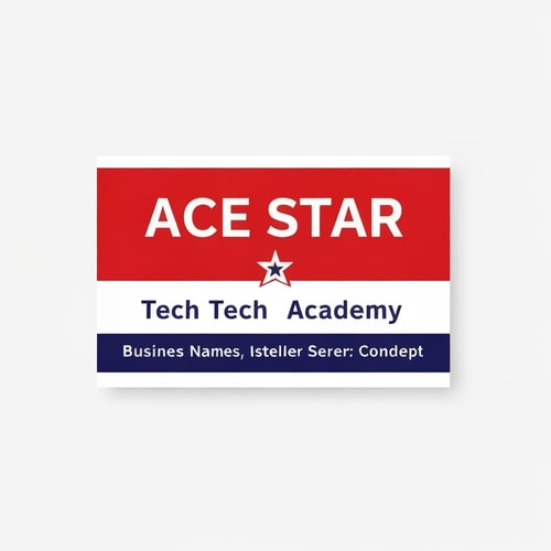 AI Design for a business name card for ace star tech academy. the main color is red and blue