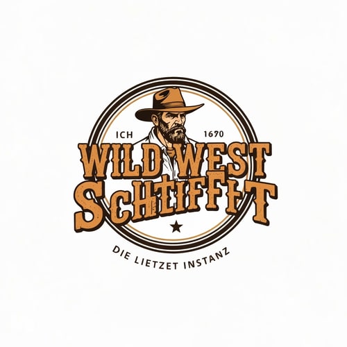 AI Design for Ich brauche ein Wild West oder Western Logo mit der Schritft oder Namen : Die Letzte Instanz