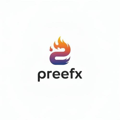 AI Design for make a logo for my username: preefx. make it simple, small, use gradiant effects, could be fiery, snake like logo