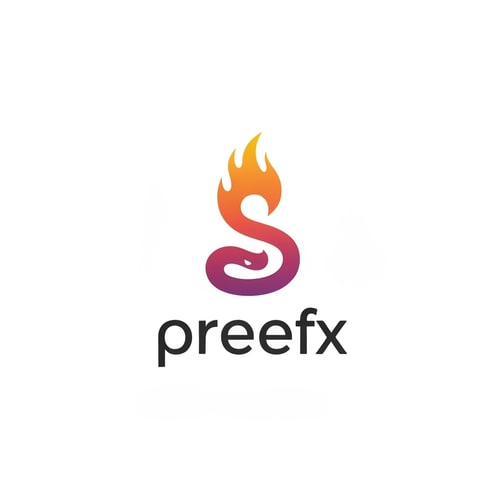 AI Design for make a logo for my username: preefx. make it simple, small, use gradiant effects, could be fiery, snake like logo