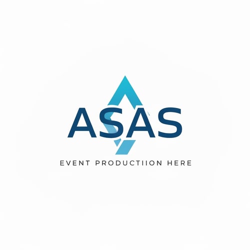 AI Design for A Modern logo for an event production comapny that includes the letter 'ASAS' with an acent colour of blue