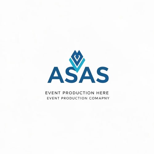 AI Design for A Modern logo for an event production comapny that includes the letter 'ASAS' with an acent colour of blue